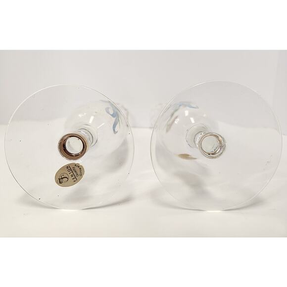 Fenton Glass Bud Vases – 10" Clear Floral Gold Trim – Vintage Pair - Picture 5 of 10